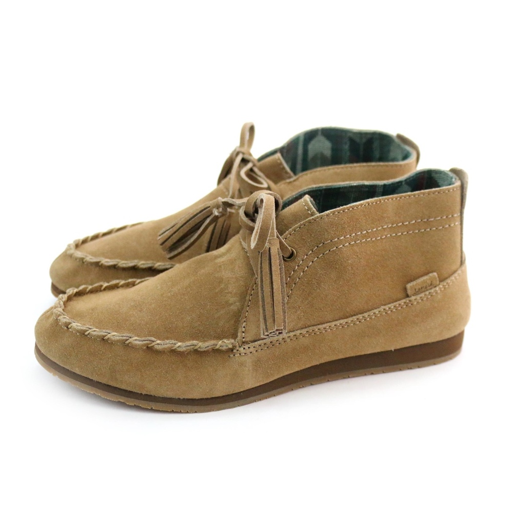 Sanuk Moccodile Tan Ankle Moccasin Suede Shoes NEW